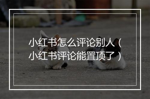 小红书怎么评论别人（小红书评论能置顶了）
