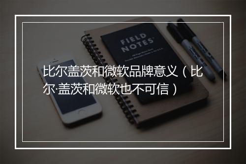 比尔盖茨和微软品牌意义（比尔·盖茨和微软也不可信）