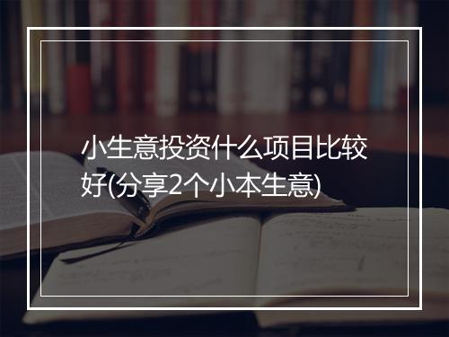 小生意投资什么项目比较好(分享2个小本生意)