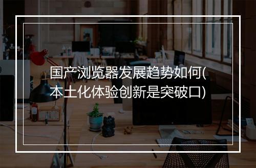 国产浏览器发展趋势如何(本土化体验创新是突破口)