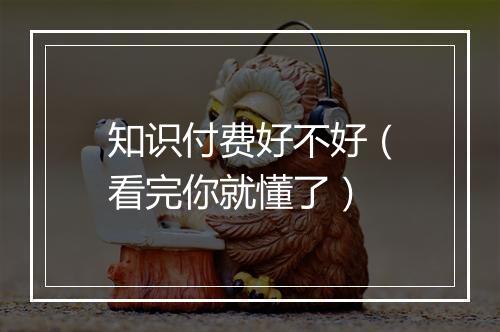 知识付费好不好（看完你就懂了）