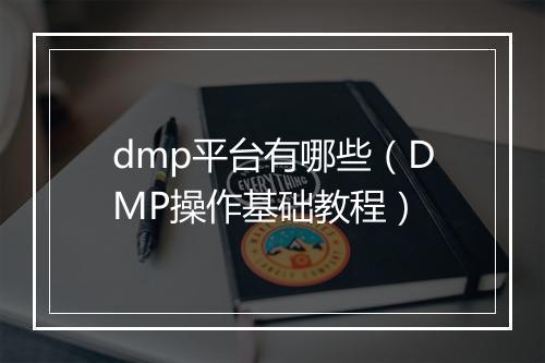 dmp平台有哪些（DMP操作基础教程）