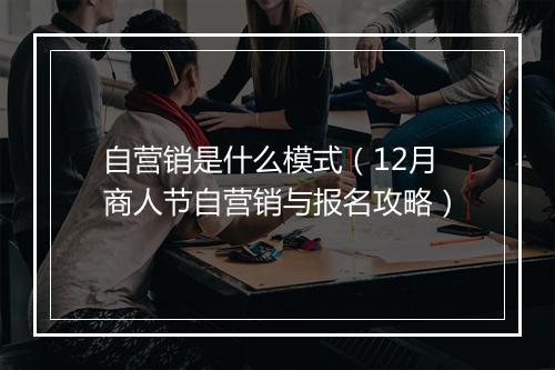 自营销是什么模式（12月商人节自营销与报名攻略）