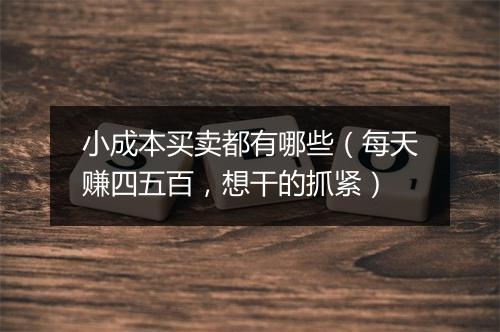 小成本买卖都有哪些（每天赚四五百，想干的抓紧）