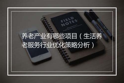 养老产业有哪些项目（生活养老服务行业优化策略分析）