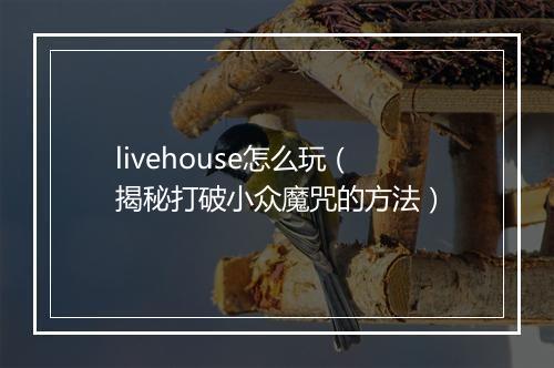 livehouse怎么玩（揭秘打破小众魔咒的方法）