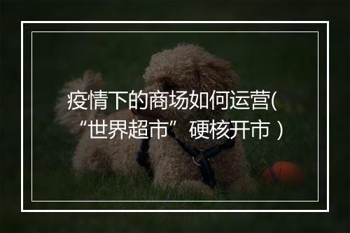 疫情下的商场如何运营(“世界超市”硬核开市）