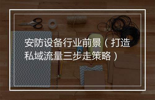 安防设备行业前景（打造私域流量三步走策略）