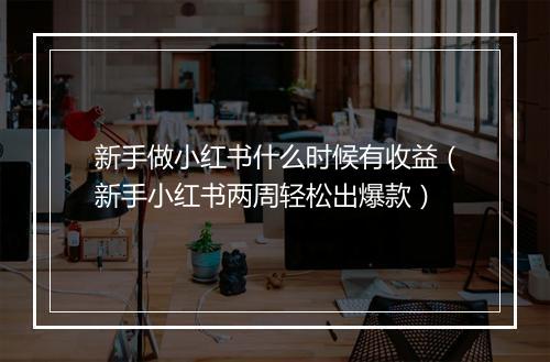 新手做小红书什么时候有收益（新手小红书两周轻松出爆款）