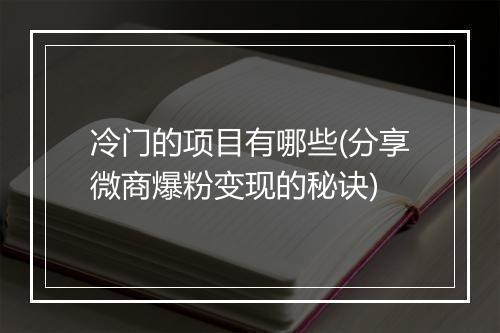 冷门的项目有哪些(分享微商爆粉变现的秘诀)