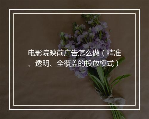 电影院映前广告怎么做（精准、透明、全覆盖的投放模式）