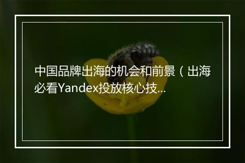 中国品牌出海的机会和前景（出海必看Yandex投放核心技巧）
