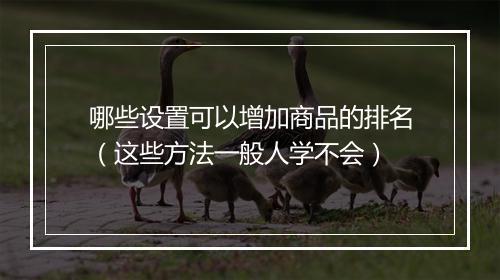 哪些设置可以增加商品的排名（这些方法一般人学不会）