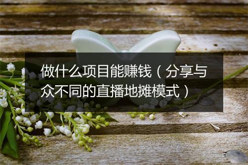 做什么项目能赚钱（分享与众不同的直播地摊模式）