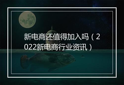 新电商还值得加入吗（2022新电商行业资讯）