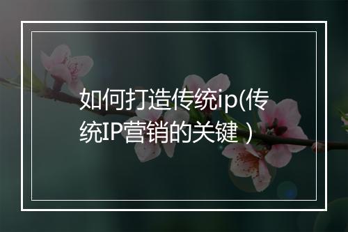 如何打造传统ip(传统IP营销的关键）