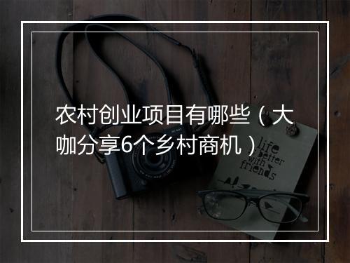 农村创业项目有哪些（大咖分享6个乡村商机）