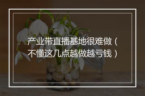 产业带直播基地很难做（不懂这几点越做越亏钱）