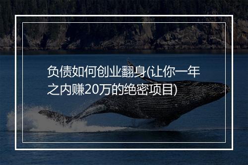 负债如何创业翻身(让你一年之内赚20万的绝密项目)