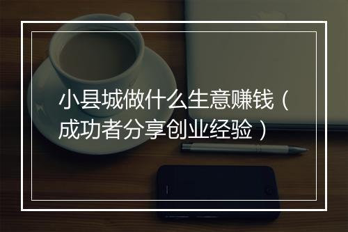 小县城做什么生意赚钱（成功者分享创业经验）