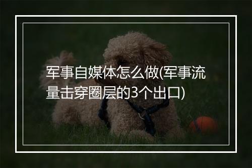 军事自媒体怎么做(军事流量击穿圈层的3个出口)