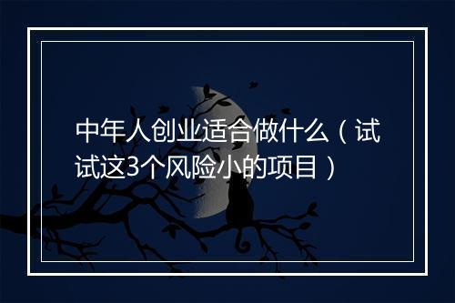 中年人创业适合做什么（试试这3个风险小的项目）