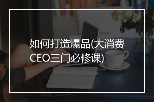 如何打造爆品(大消费CEO三门必修课)
