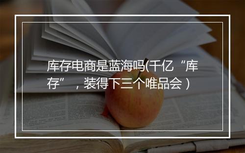 库存电商是蓝海吗(千亿“库存”，装得下三个唯品会）