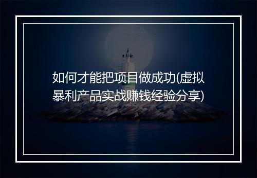 如何才能把项目做成功(虚拟暴利产品实战赚钱经验分享)