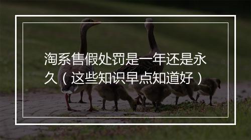 淘系售假处罚是一年还是永久（这些知识早点知道好）