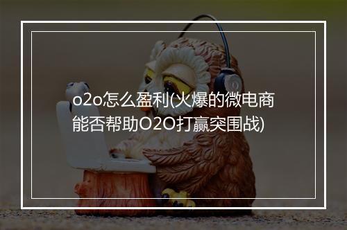 o2o怎么盈利(火爆的微电商能否帮助O2O打赢突围战)