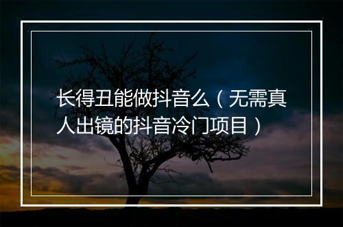 长得丑能做抖音么（无需真人出镜的抖音冷门项目）