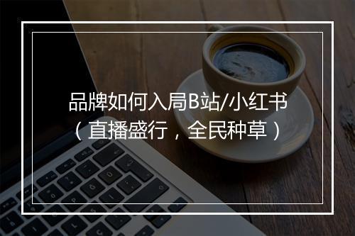 品牌如何入局B站/小红书（直播盛行，全民种草）