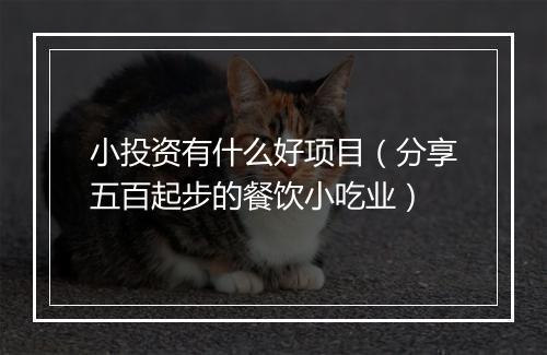 小投资有什么好项目（分享五百起步的餐饮小吃业）