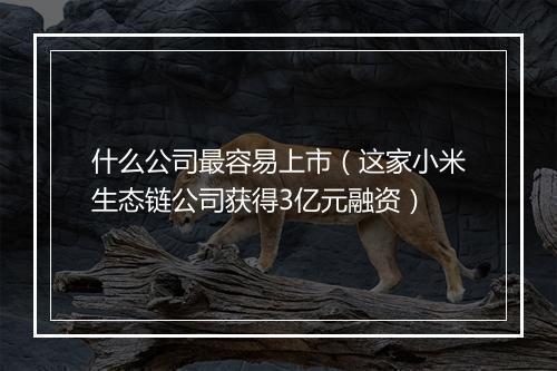 什么公司最容易上市（这家小米生态链公司获得3亿元融资）