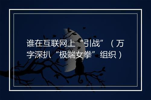 谁在互联网上“引战”（万字深扒“极端女拳”组织）