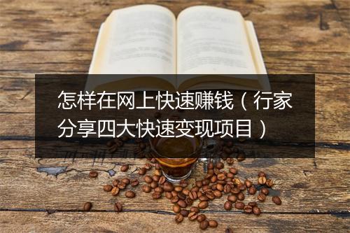 怎样在网上快速赚钱（行家分享四大快速变现项目）