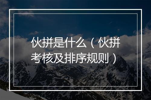 伙拼是什么（伙拼考核及排序规则）