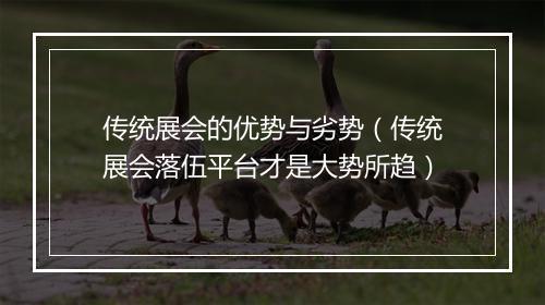 传统展会的优势与劣势（传统展会落伍平台才是大势所趋）