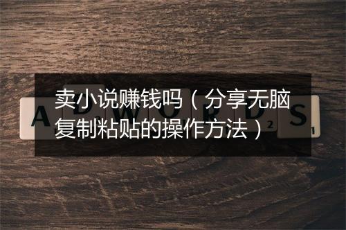 卖小说赚钱吗（分享无脑复制粘贴的操作方法）