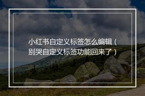 小红书自定义标签怎么编辑（别哭自定义标签功能回来了）