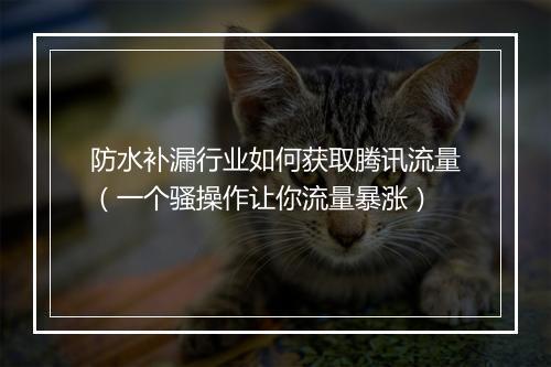 防水补漏行业如何获取腾讯流量（一个骚操作让你流量暴涨）