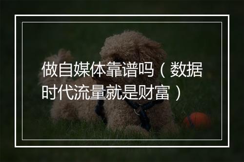 做自媒体靠谱吗（数据时代流量就是财富）