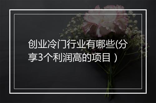 创业冷门行业有哪些(分享3个利润高的项目）