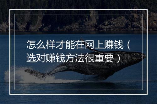 怎么样才能在网上赚钱（选对赚钱方法很重要）