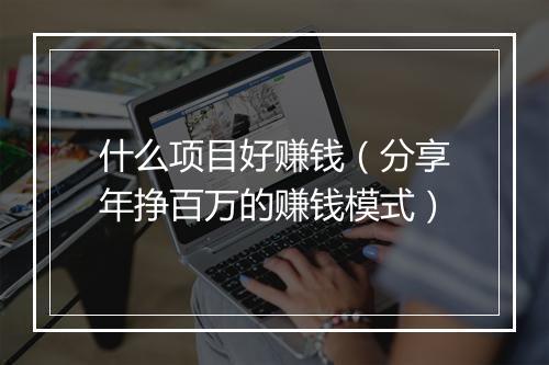 什么项目好赚钱（分享年挣百万的赚钱模式）