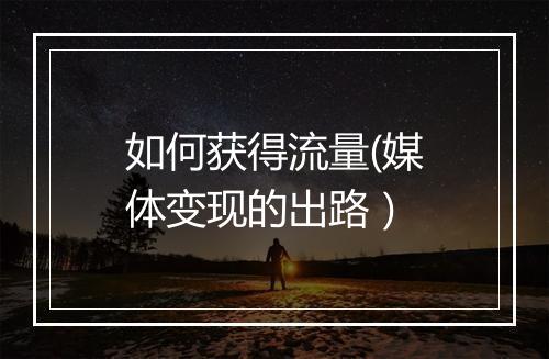 如何获得流量(媒体变现的出路）