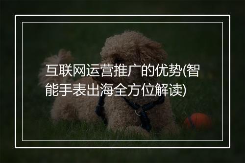 互联网运营推广的优势(智能手表出海全方位解读)