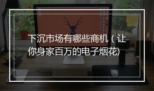 下沉市场有哪些商机（让你身家百万的电子烟花)