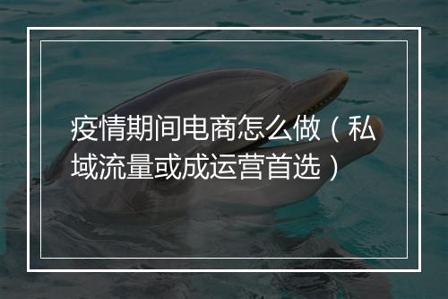 疫情期间电商怎么做（私域流量或成运营首选）